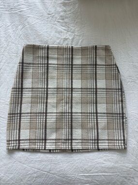 SHEIN Plaid Mini Skirt in Beige and Brown